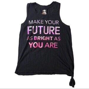 Girls Black Graphic Glitter Shimmery Pink and Purple Tank Top